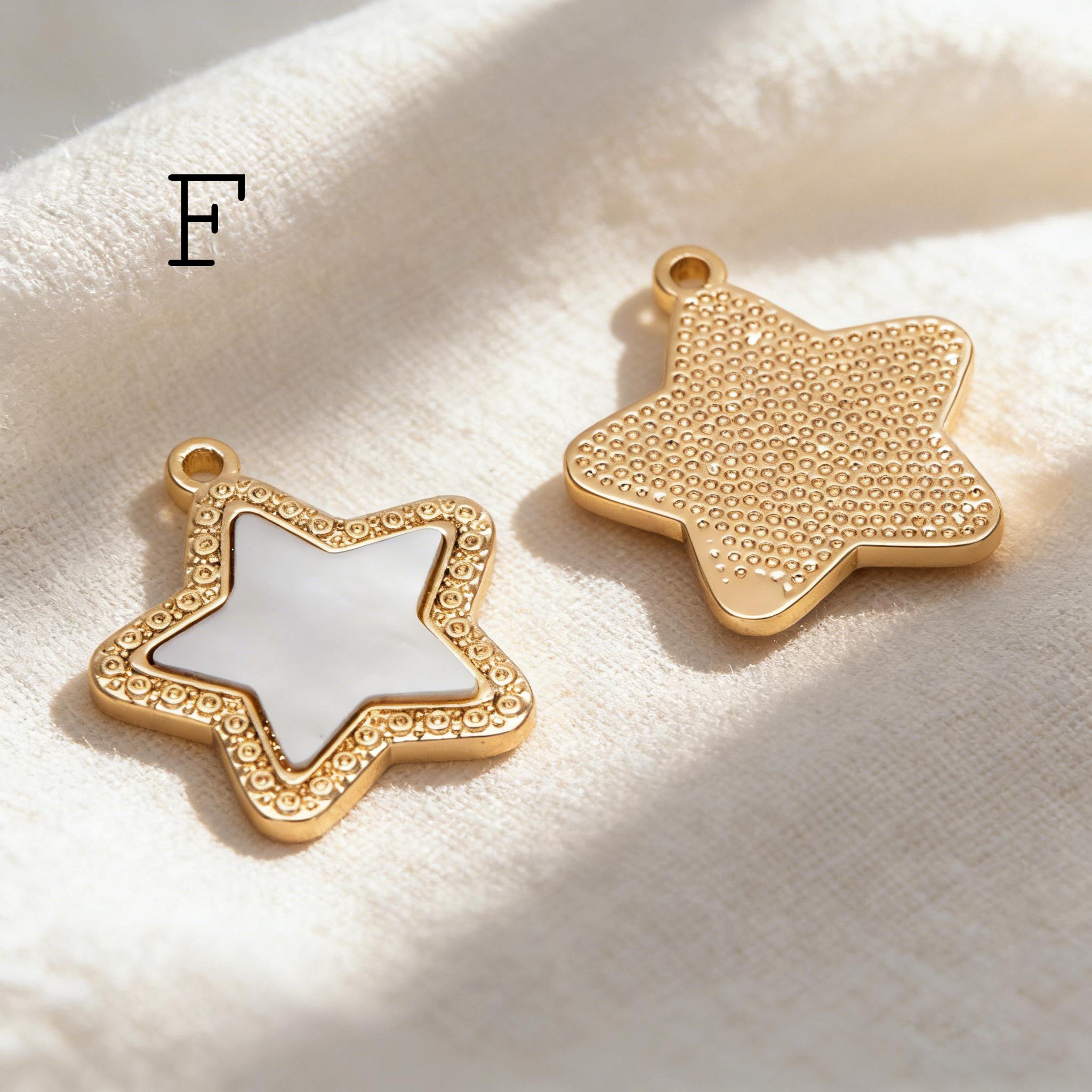 4pcs Gold Star Charm, Earring Findings, Jewelry Making, Diy Material, Jewelry Supplies (GB-2900)